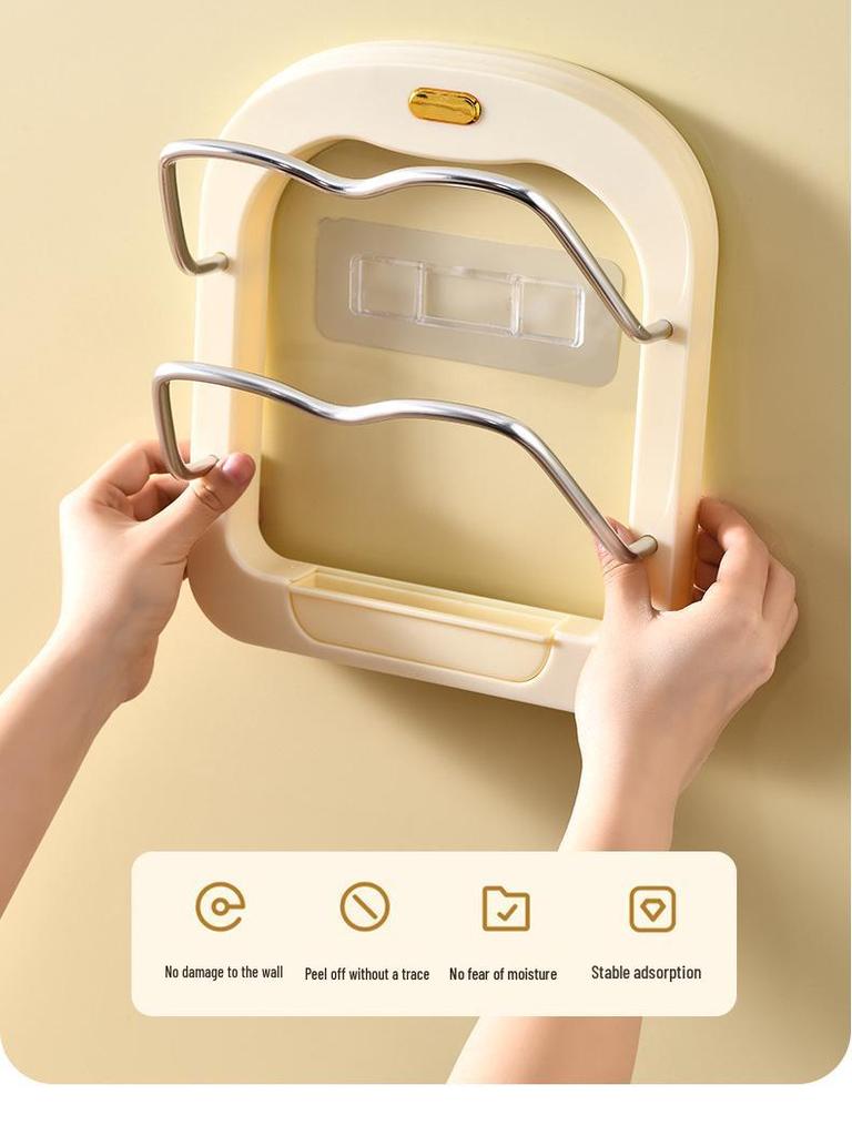 Wall-Mounted Punch-Free Kitchen Pot Lid & Chopping Board Organizer