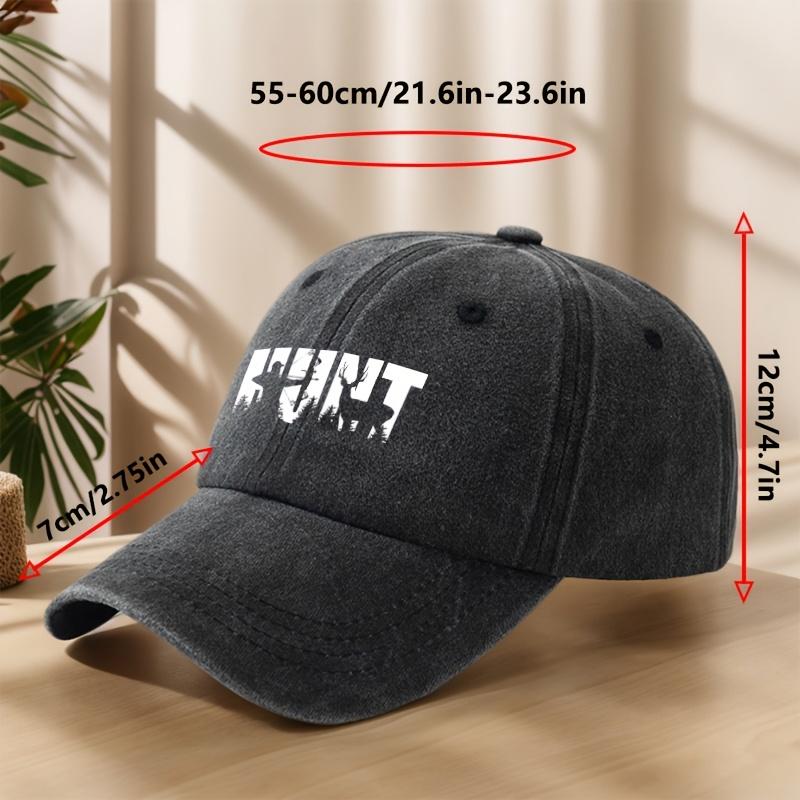 HUNT Outdoor Hunting Printed Baseball Cap Classic Washed Retro Peaked Cap Soft Sweat-Absorbent Breathable Hat Personalized Street Hip-Hop Hat