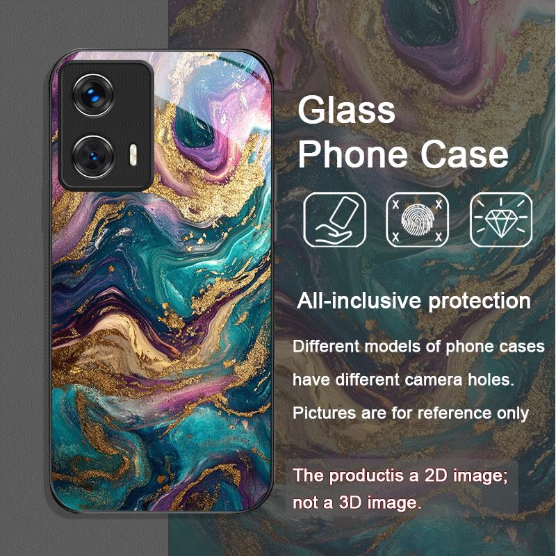 Luxury Pink Purple Marble Pattern Tempered Glass Phone Case for Motorola Moto Edge 50 Fusion 40 Neo 30 Pro G85 G84 G55 5G Covers