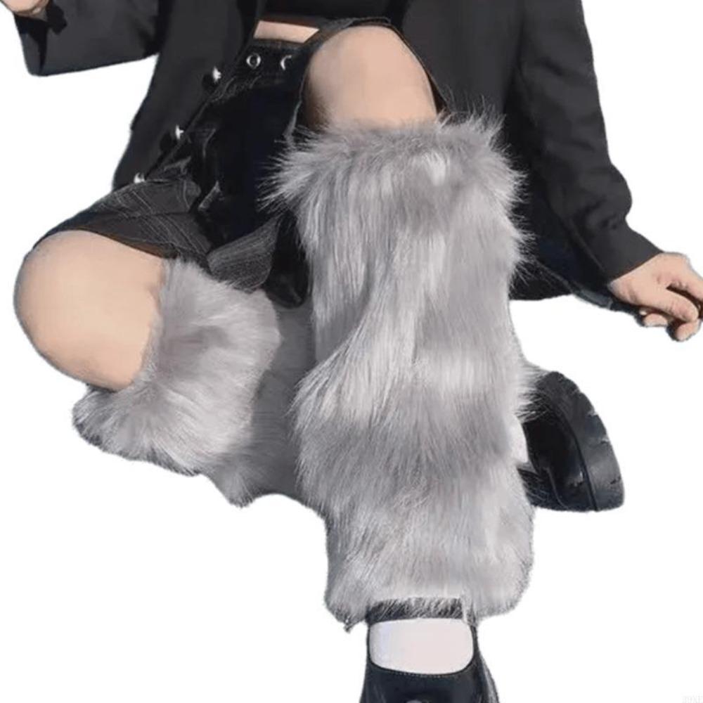 Japanese Style Furry Leg Warmers Faux Fur Knee High Girls Socks Fashion Long Tube Sock  JK