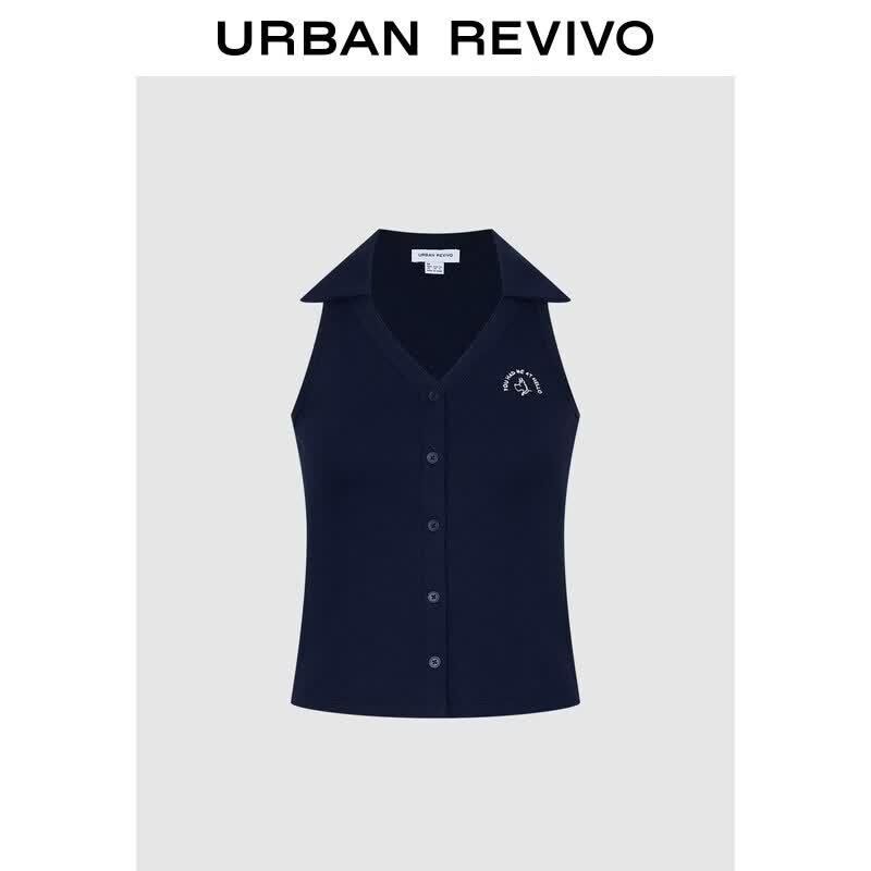 

Women s V-Neck Contrast Embroidery Slim Fit Tank Top S