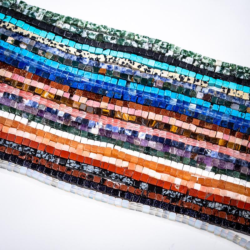 Cuentas de Cubo de Piedra Natural de 4 mm de Lapislázuli y Turquesa – Estilo Creativo