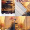 2D flat printing 2pcs Window Curtains Asian Landscape Temple Waterfall Birds Digital Printed Polyester Drapes Party Decorations
