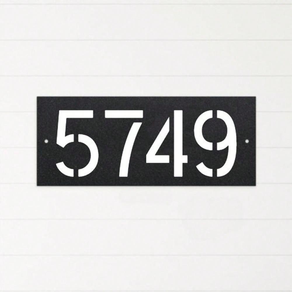 Wrought Iron Custom House Number Sign, Modern Retro Metal Address Plaque, MCM Horizontal Door Number, Unique Gift
