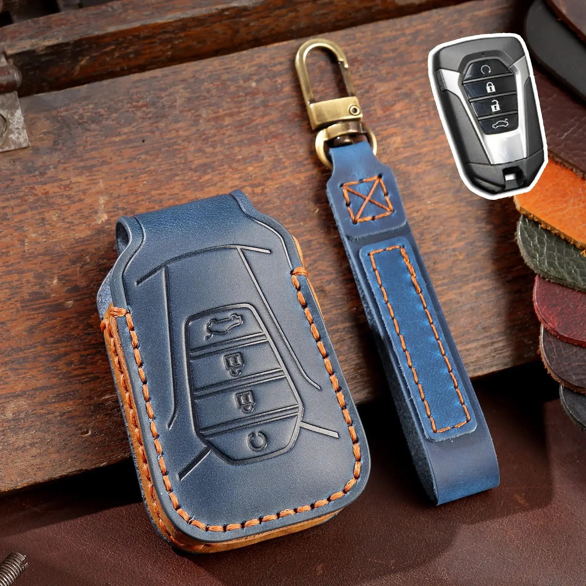 

1Pc Leather Car Remote Key Case Cover Shell For Isuzu D-Max Mux Truck Dmax Keychain Accessories