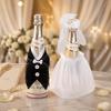 2Pcs/set Romantic Wine Bottle Cover Black/White Wedding Bottle Dress  Wedding Anniversary Party