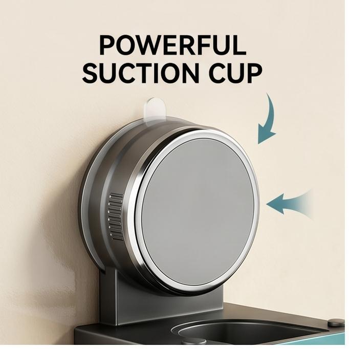 Premium Suction Cup Mop Broom Holder Strong Adsorption No Drill Detachable Wall Mount Bathroom Home Multi Storage Rack