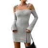 Women Autumn Winter Strap Slim Sexy Dress Elegant Short Dress