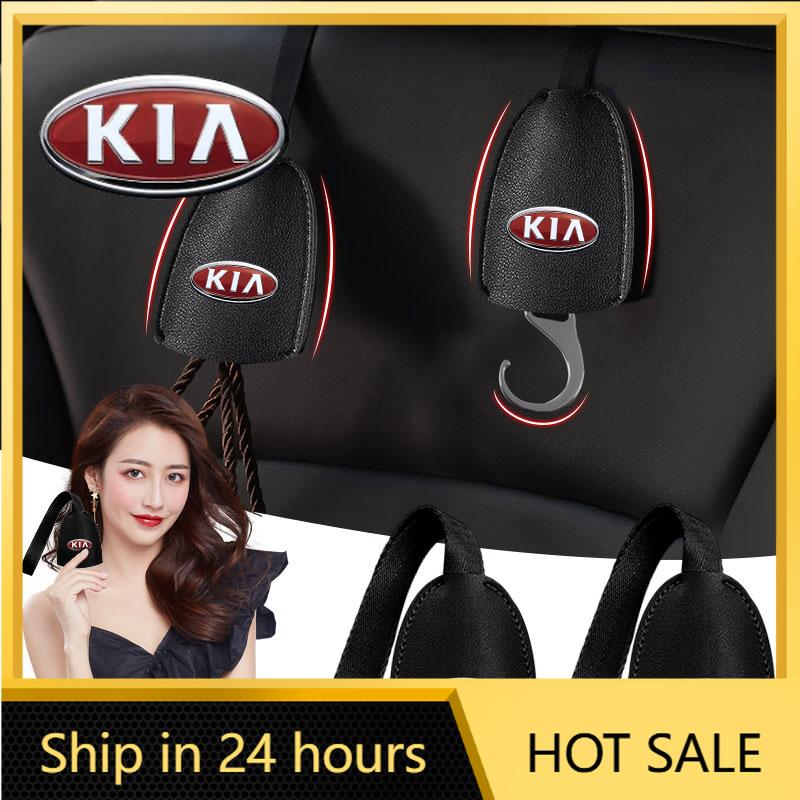 2026 Hot Car Sticker 1/2pcs Leather Car Seat Back Hooks Portable Hanging Bag Rack For KIA Rio Ceed Sportage Cerato Soul Sorento