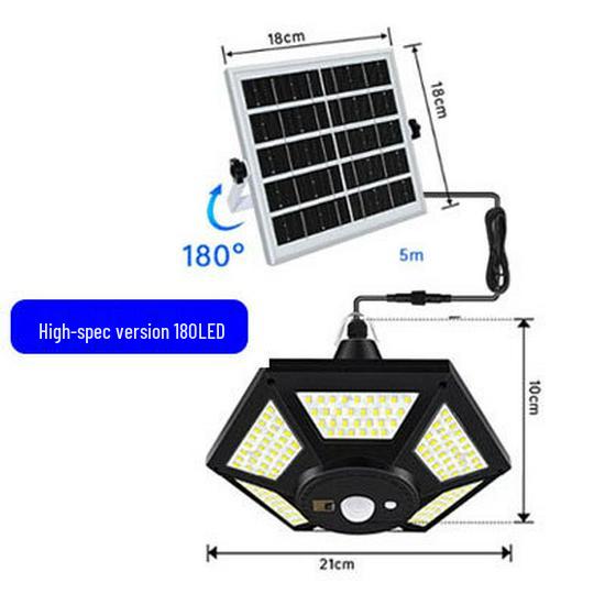 Outdoor Solar LED Pendant Light for Balcony, Pavilion, Terrace, Shed, Garage, and Courtyard.