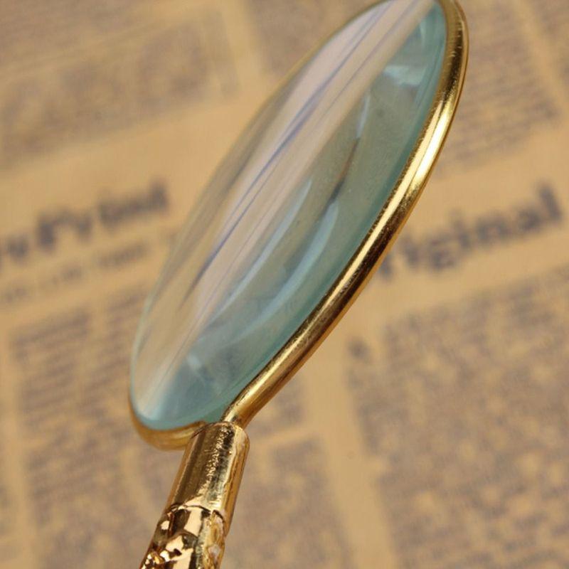5X Magnifying Glass Handheld Delicate Pattern Handle Glass Lens 12.5*4.7*1cm Retro European Loupe Magnifier Portable Pocket Tool