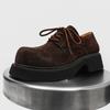 Low-top thick-soled round-head casual shoes Derby shoes personalized 92332 long-haired black, brown, blue, green-J
