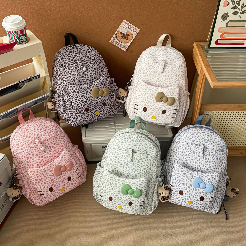 Schoolbag Japanese cartoon KT cat leopard print backpack new children's backpack cute high value primary school bag