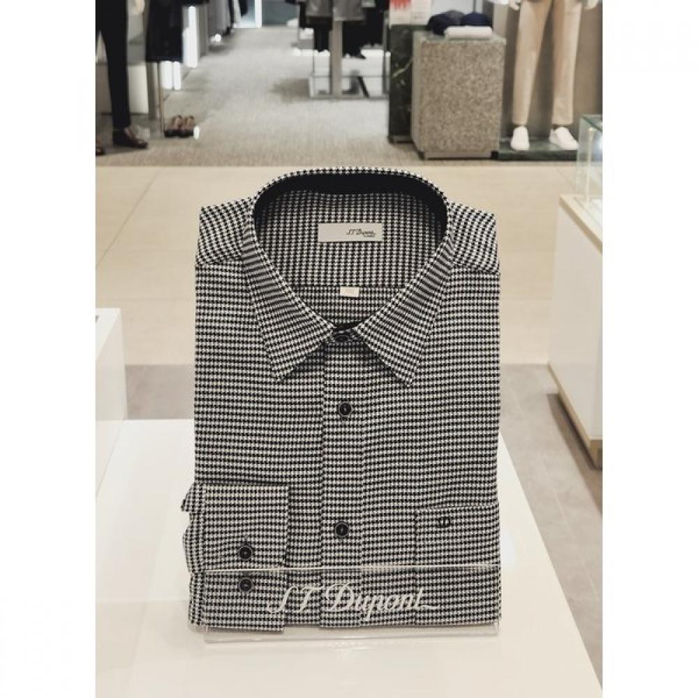 S.t. Dupont Houndstooth Fleece Regular Fit Long Sleeve Shirt Se4fm11ls223sny 95