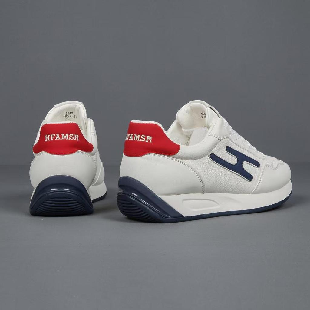 Men's 2025 White Genuine Leather Sneakers - Non-slip, Wear-resistant, Breathable, Deodorant, Fashionable German Trainer Shoes for Autumn.