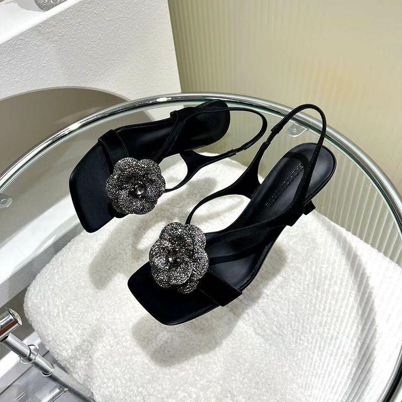 Fashion Fashion Temperament Woman Shoes Summer New Square Toe Heels Simple Retro Women's Sandals Comfort Versatile Women's Heels Sandals