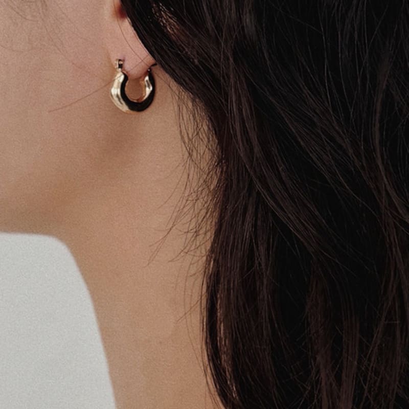 

oar Vintage Rough Donut Earrings [Choose 1 of 2 colors] SIlver