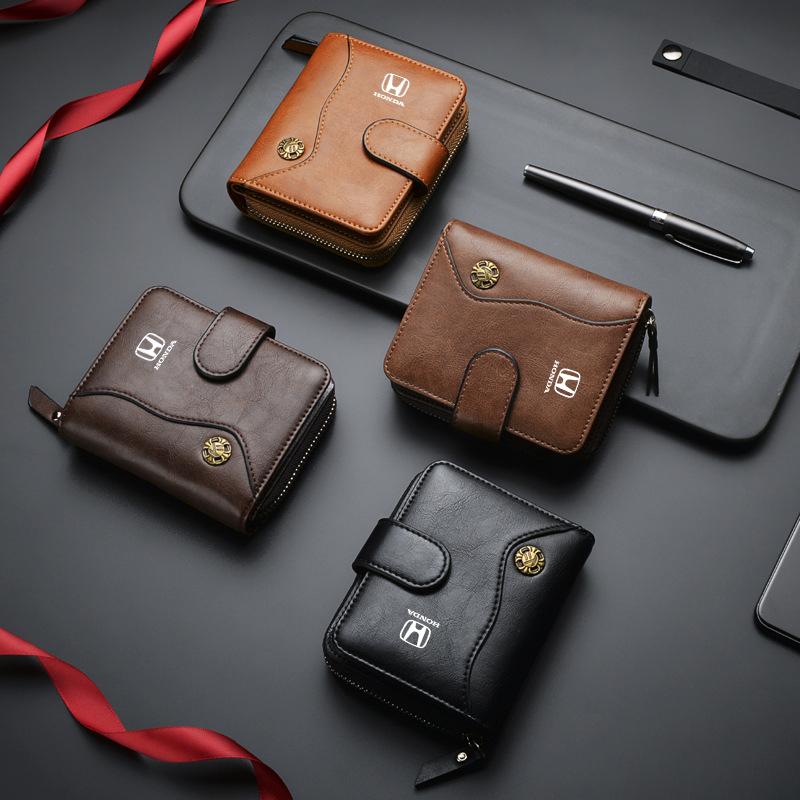 Car Vintage Tower Buckle Wallet Fashion Wallet Bank Card Coin Purse Accessories For Honda Mugen Power Civic Accord CRV Jazz VTEC XK6