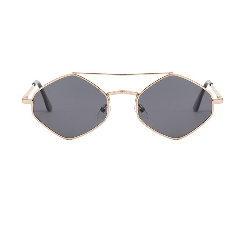 Small Metal Frame Rhombus Sunglasses Women New Fashion Polygonal Vintage Alloy Ladies Sun Glasses Cat Eye Black Gold Shades