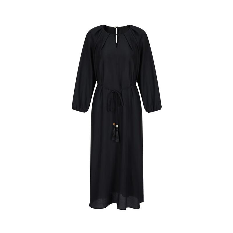 Women's JIUZI ANNACO Round Neck Tencel Loose Robe Dress