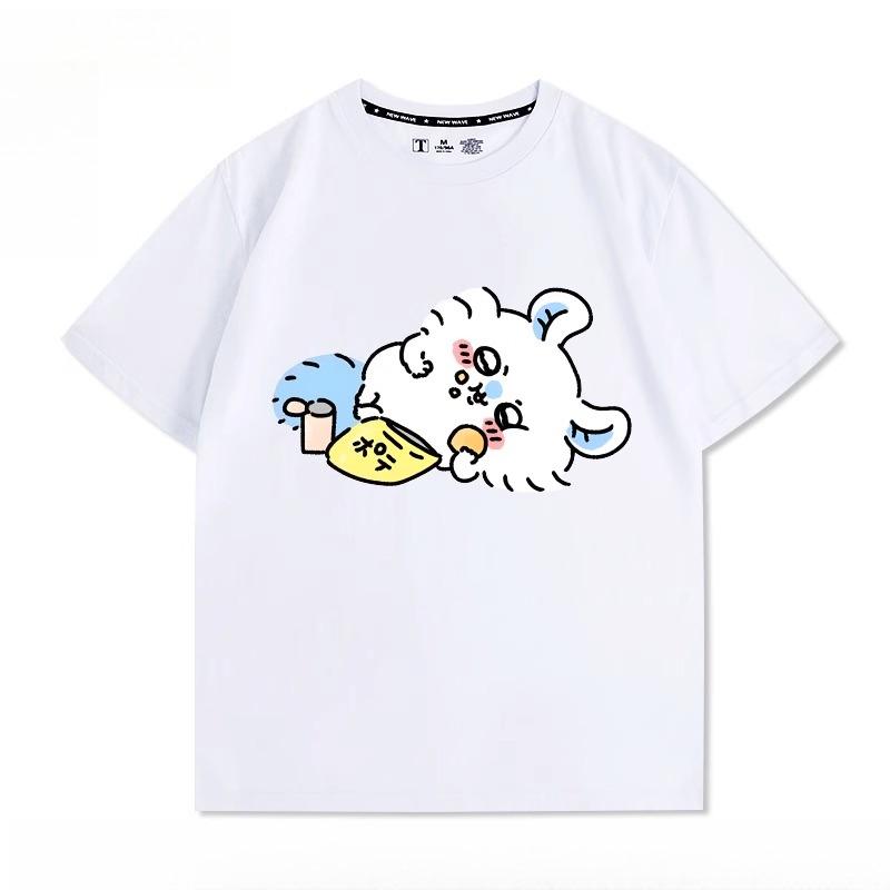 Miniso Cartoon Cute Chiikawa Printed Women Men Short-sleeved T-shirt Summer Casual Fashion Cotton Teenagers Loose Clothes
