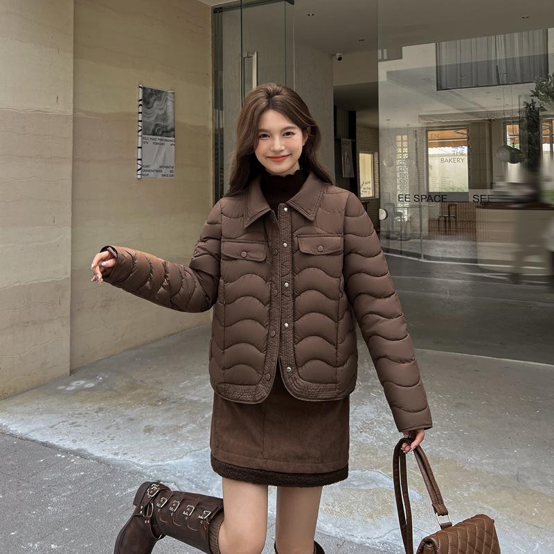 Thin Cotton Clothes Women's 2025 New Winter Short Lapels Cotton Jacket with Foreign Style Padded Light and Light Padded Jacket Women's Jacket