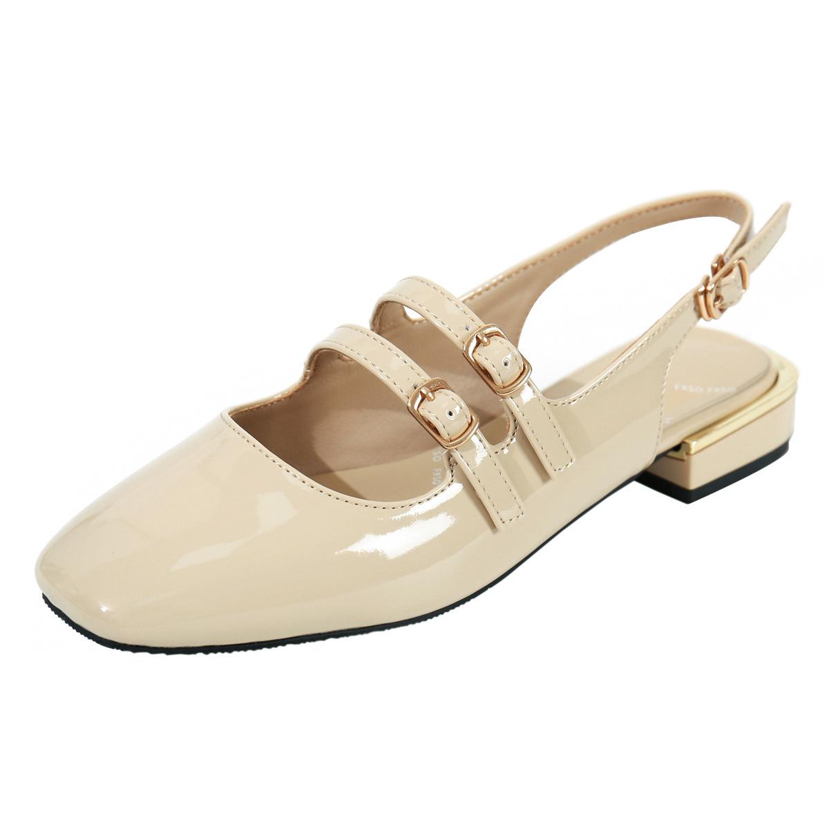 

Baotou half drag women 2025 spring and summer new versatile square head small fragrant retro Mary Jane sandals low heel tide 35