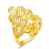 Gold-Plated Brass Phoenix Tail Ring – Openwork Peacock Design for Women