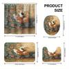 4pcs Floral Cat Spring 2D Flat Print Shower Curtain Set, Bathroom Decor Kit Includes Shower Curtain, Non-Slip Mat, Toilet Lid