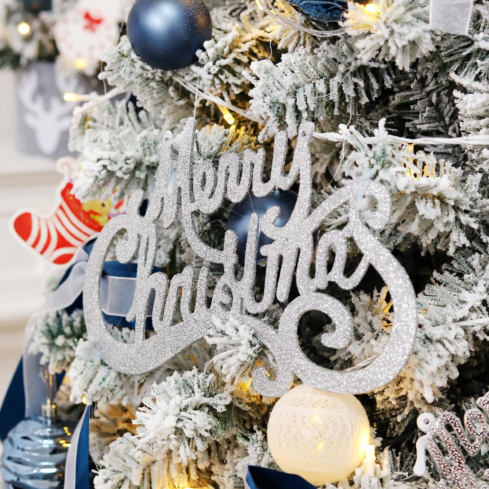 DIY Blue & White PVC Flocked Christmas Tree Set with Ornaments