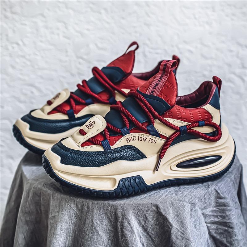 Autumn Versatile Men Lace-up Sneakers Designer Men Thick Bottom Vulcanized Shoes Outdoor Wear-resistant Running Shoes Zapatillas