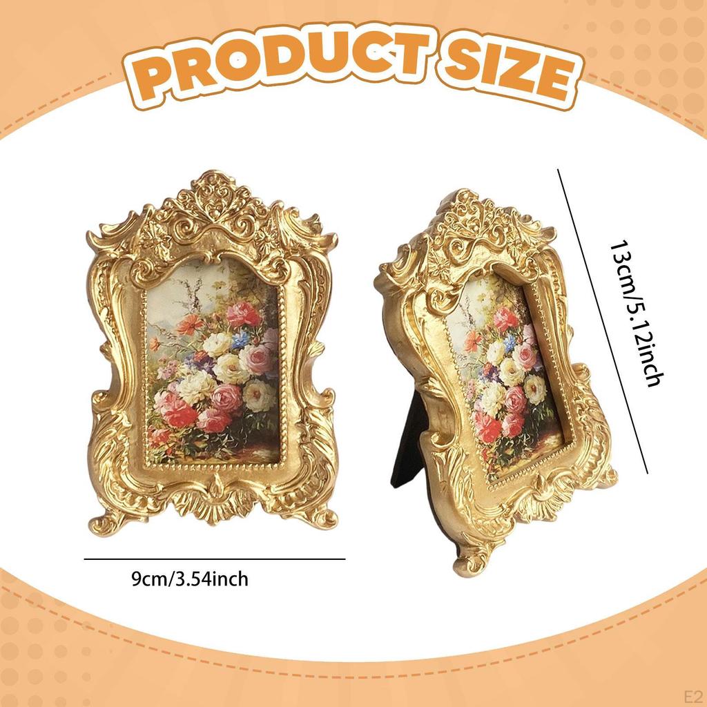 Vintage Photo Frame Picture 2.3 x 3 inch Resin Rectangle Desktop Elegant Gallery Art