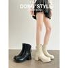 Fashion High-heeled Ankle Boots for Women 2025 New Autumn and Winter, Round-toed, Thick-heeled Versatile Fashion Boots for Outerwear
