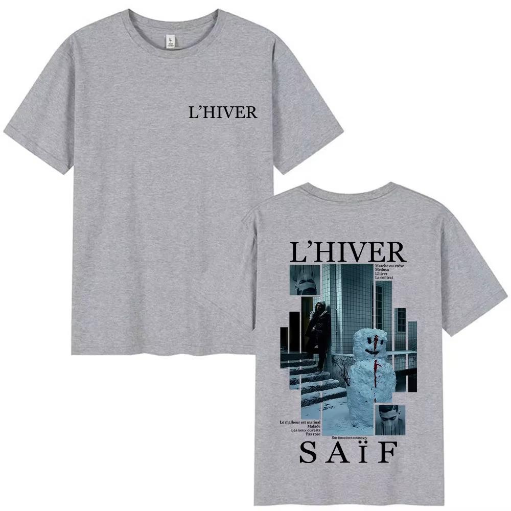Rapper LHIVER Saif Album 2026 Graphic T Shirt Mens Gothic Hip Hop Short Sleeve Tshirts Vintage Cotton Tshirt Fans Streetwear