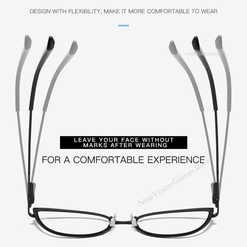 Trend Blue Light Blocking Optical Spectacles Eyeglasses Metal Cat Eye Eyewear Men Women Vintage Ultralight Computer Glasses