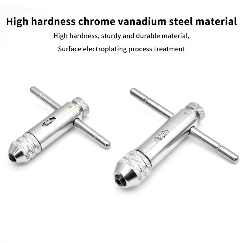 M3-8 M5-12 Adjustable T-Handle Ratchet Hand Tap Holder Wrench Extended Tapping Forward And Reverse Hand Tapping Accessories Tool