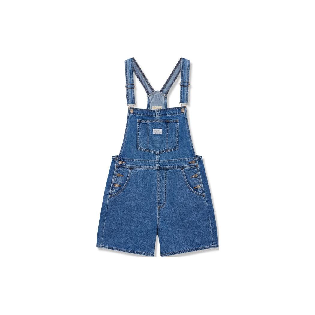 

Levis Однотонный Прямой Крой Простой Джинсовый Комбинезон Женские Шорты Синий 52333-0046 XS
