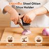 Onion Slicer, Stainless Steel Onion Holder for Slicing with Protective Case, Onion Cutter Tool for Meat Lemon Potato
