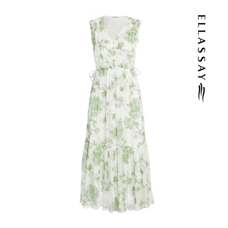 ELLASSAY Elegant Floral Mulberry Silk Midi Dress