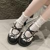 Fashion Comemore Brown Retro Thick Bottom Loafers New Spring and Autumn Round Toe Shallow Bow Lace Mary Jane Shoes Casual Platform Pumps