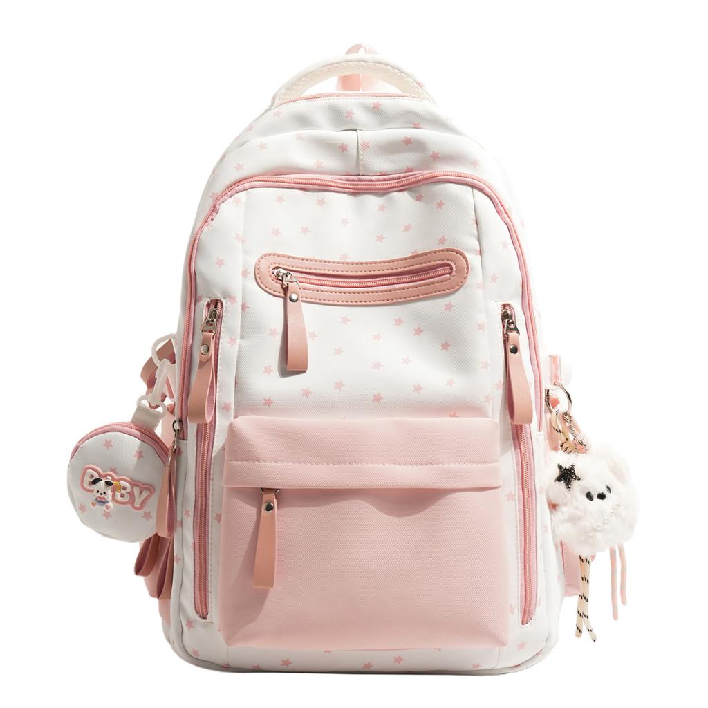 Schoolbag Large Capacity Lightweight Backpack Korean Edition ins Junior High School Student Burden Reduction Ridge Protection School Bag Women's Niche