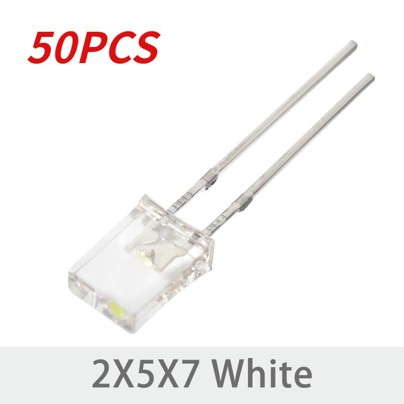 50/100PCS Square LED 2x5x7mm LED Transparent Luminescence Lights Diodes Kit White Red Yellow Blue Green Electronic Components