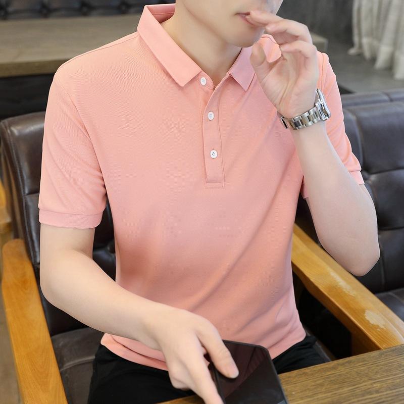 Ice Silk Short Sleeve Men'S T-Shirt Polo Shirt New Casual Shirt Men'S Group Lapel T-Shirt Workwear