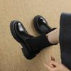 Krazing Pot Microfiber Autumn Winter Shoes Thick High Heels Flat Platform Size 43 Motorcycle Boots Knitwear Non-slip Ankle Boots