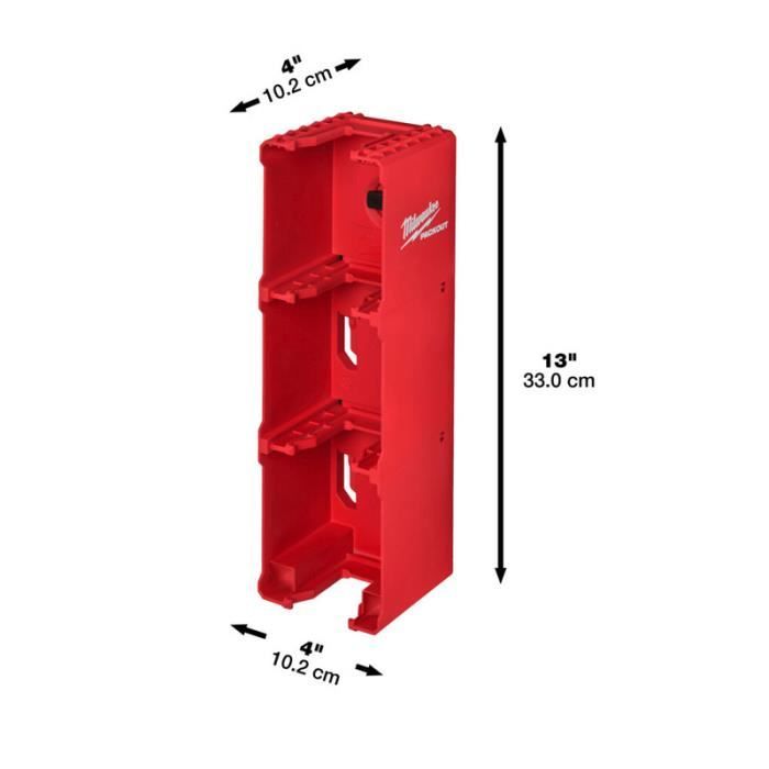 Porte Batterie - MILWAUKEE - M18 Packout - Rouge - 10,2 x 10 x H33 cm - Mixte