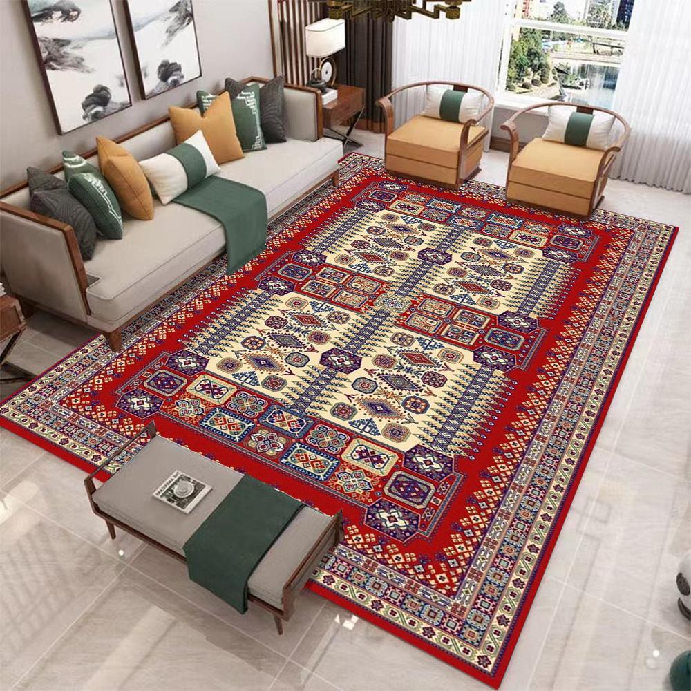 Orientalischer Roter Teppich Persischer Vintage-Stil Teppiche für Wohnzimmer Übergröße Roter Teppich Flurläufer Eingang Traditionelle Fußmatte