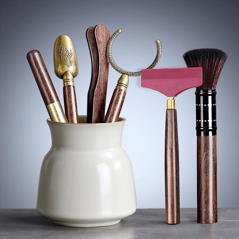 Tang Feng Tea Ceremony Six Gentlemen Set Kung Fu Tea Accories Clete Home High End Bla Ebony 6 Gentlemen Yu Kiln Tea Tube