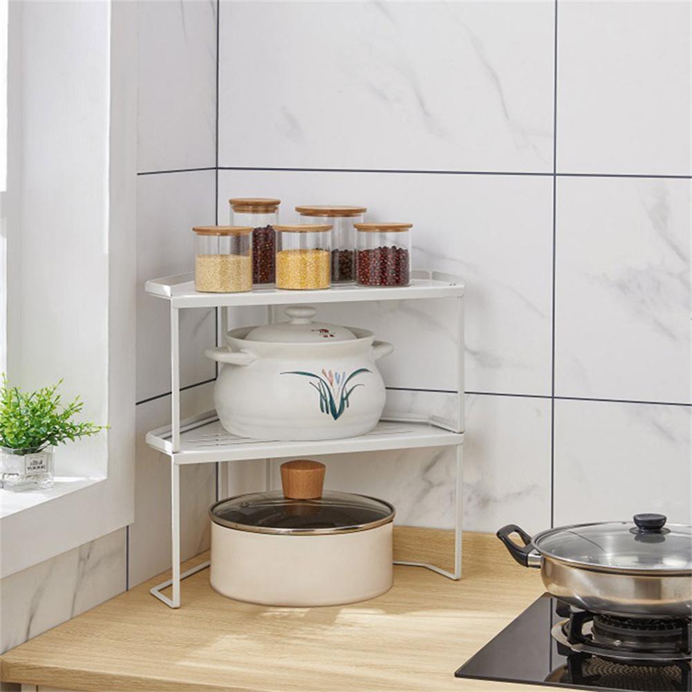 Kitchen Spice Rack Corner Stackable Standing Triangle Rack Countertop Storage Organizer Shelf Bathroom Shower Makeup Storage