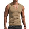 Men's Vest V-neck Solid Color Casual Breathable Slim Sleeveless T-shirt Men's Wear