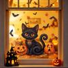 Static Cling Black Cat Window Sticker Removable Window Cling Sticker  Halloween Decor